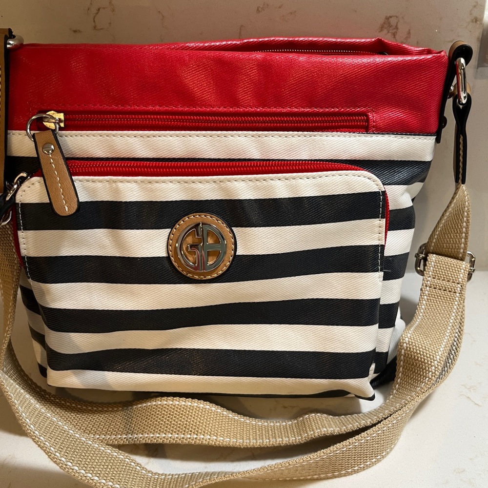 Giani Bernini Stylish Red and Black Striped Women's Bag